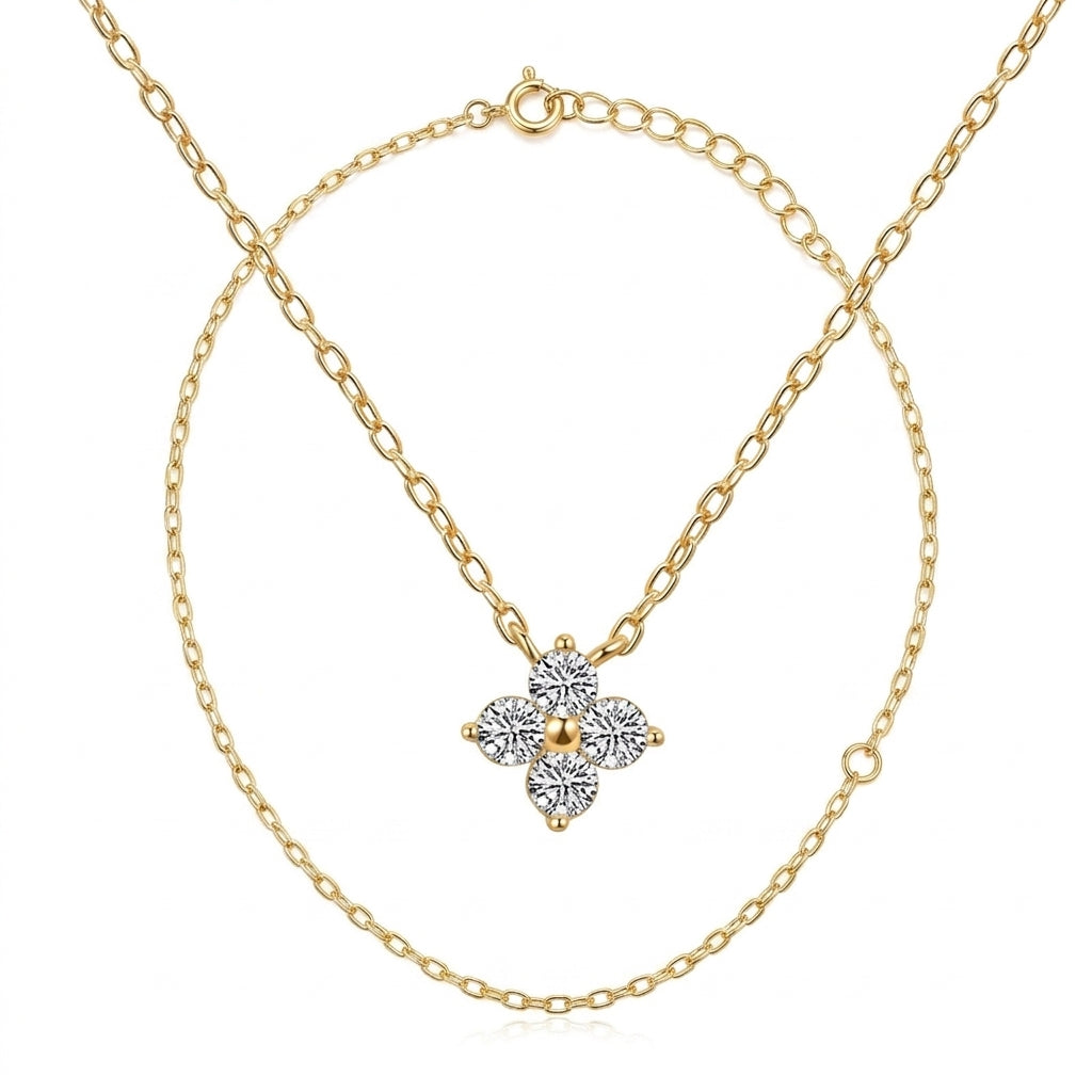 Blossom Glow Flower Silver 925 Necklace - Enhanced Studio Photo