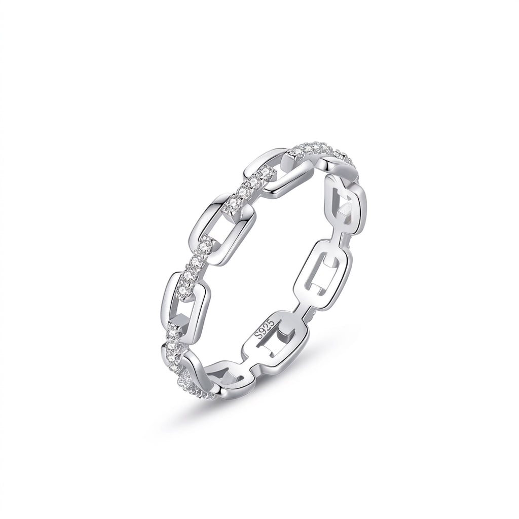 Luminous Link Zircon Silver 925 Ring - Enhanced Studio Photo