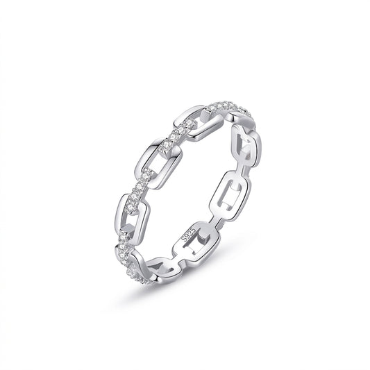 Luminous Link Zircon Silver 925 Ring - Enhanced Studio Photo