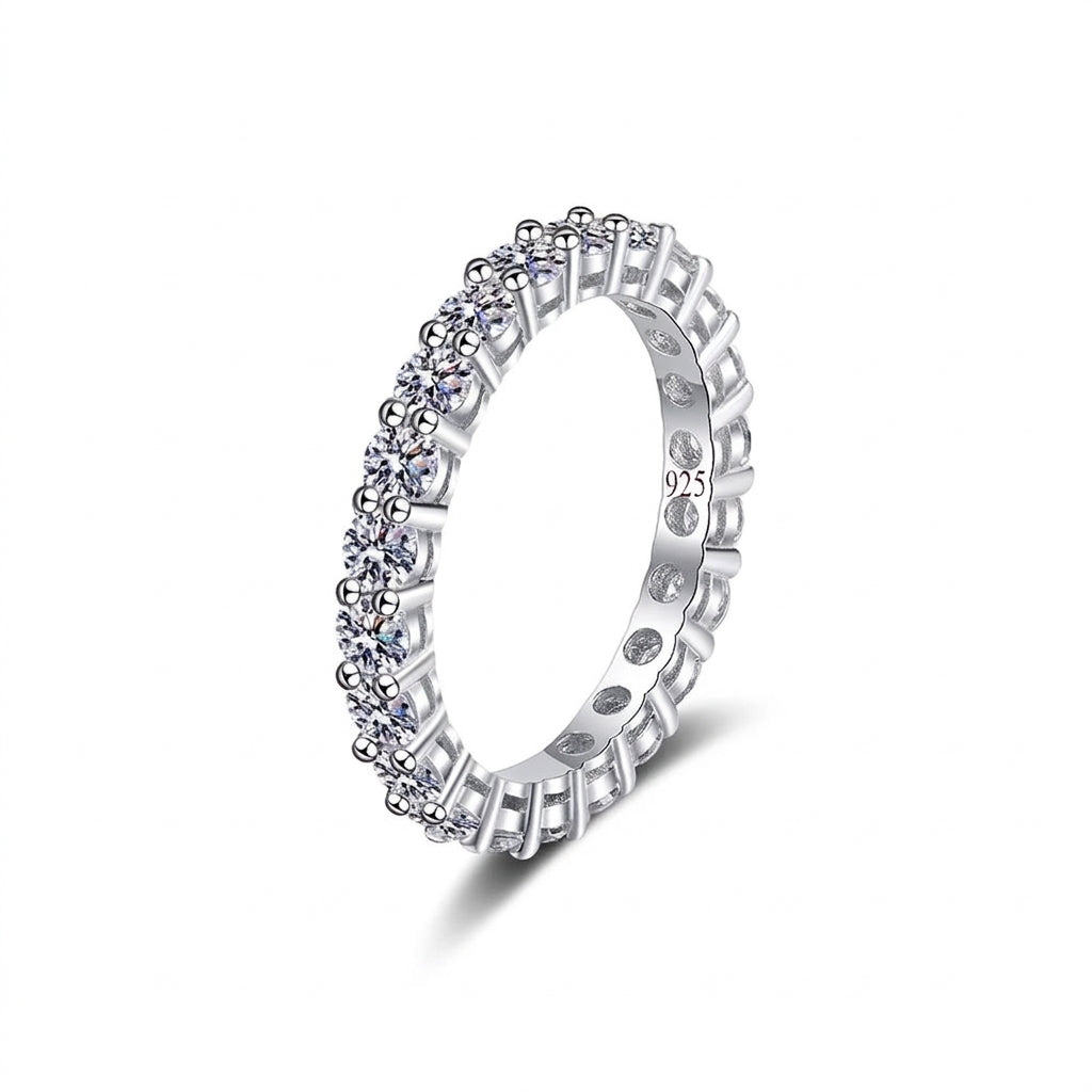 Full Eternity Pave CZ Band Ring - Sterling Silver 925 - Enhanced Studio Photo