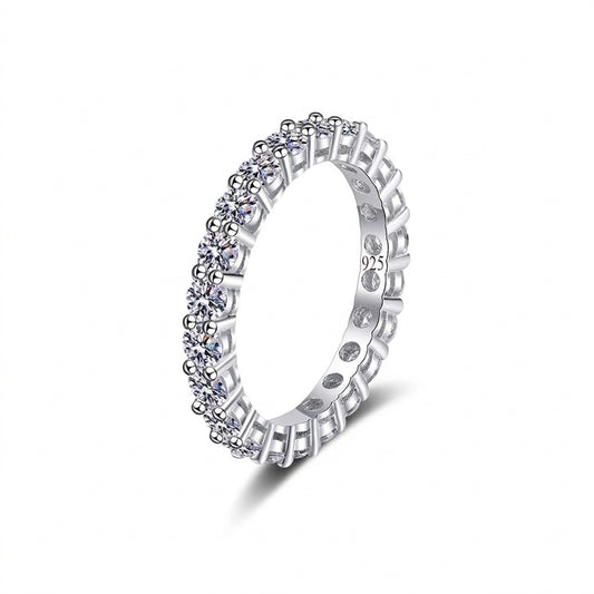 Full Eternity Pave CZ Band Ring - Sterling Silver 925 - Enhanced Studio Photo