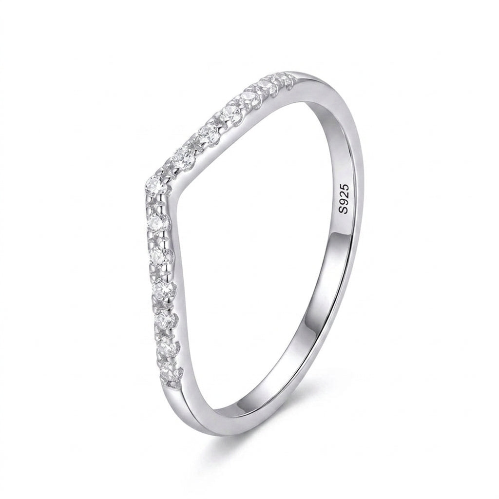 Luxe V-Shine Stackable Silver 925 Ring - Enhanced Studio Photo