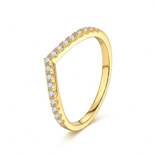 Luxe V-Shine Stackable Silver 925 Ring - Enhanced Studio Photo