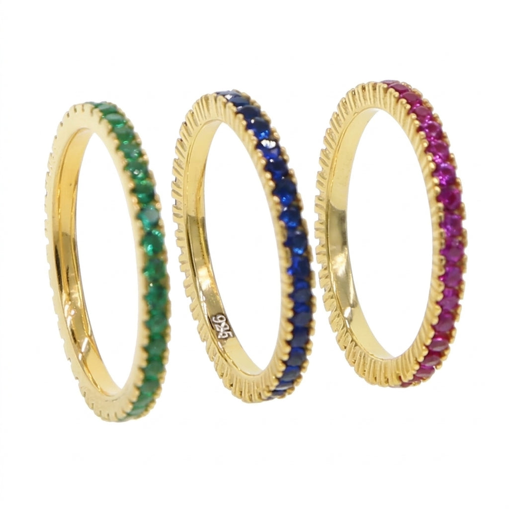 Trio Radiance Eternity Band Silver 925 Ring - Enhanced Studio Photo