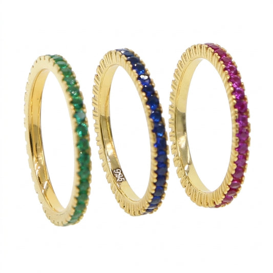 Trio Radiance Eternity Band Silver 925 Ring - Enhanced Studio Photo