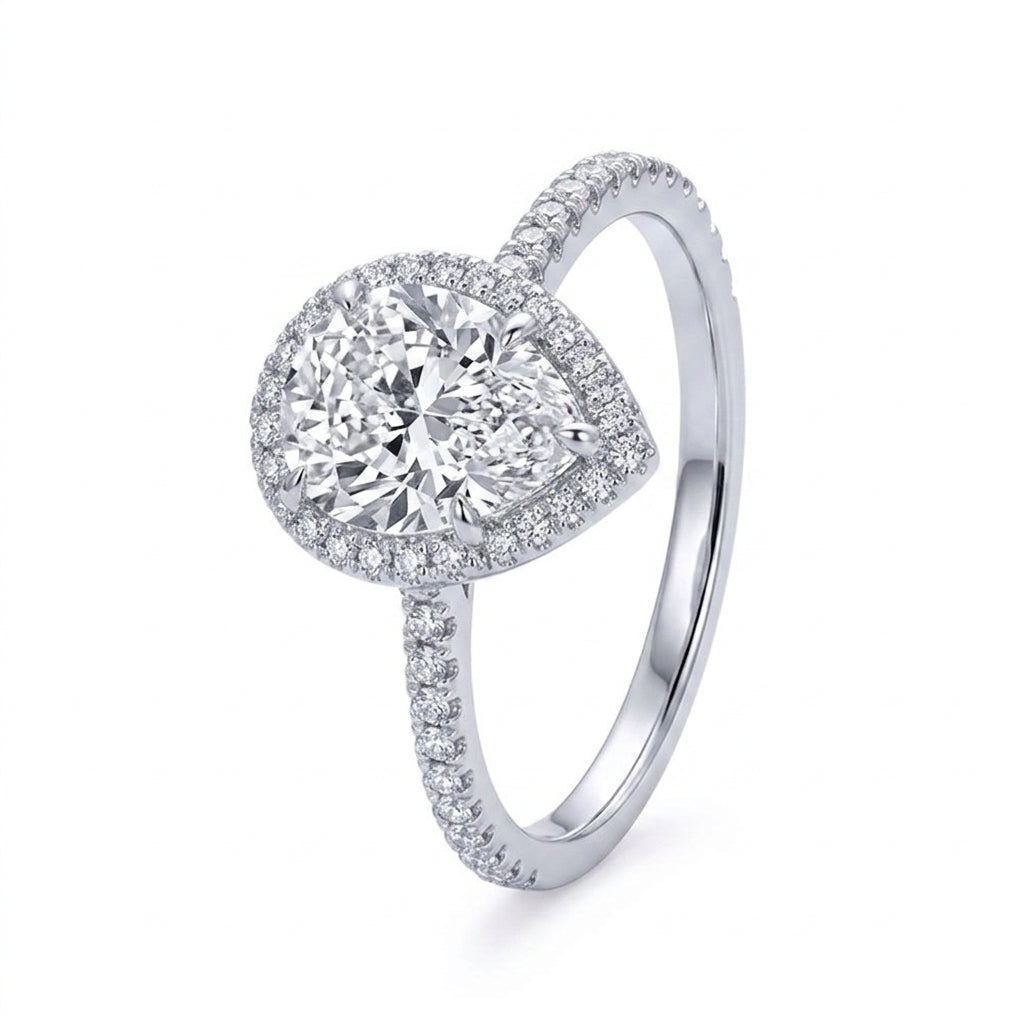 Crystal Dew Teardrop Sparkle Sterling Silver 925 Ring - Enhanced Studio Photo