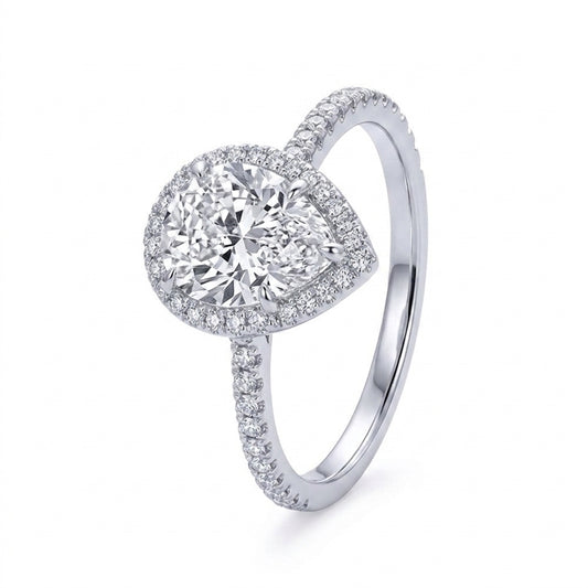Crystal Dew Teardrop Sparkle Sterling Silver 925 Ring - Enhanced Studio Photo