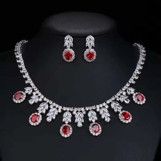 Ruby Radiance Necklace & Earrings Set Lady D World