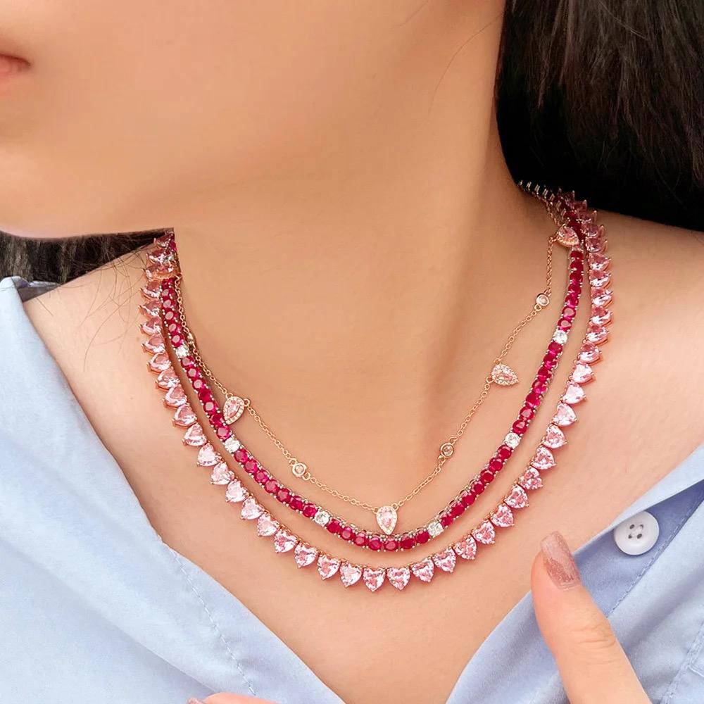 Heartfelt Pink Radiance Tennis Necklace