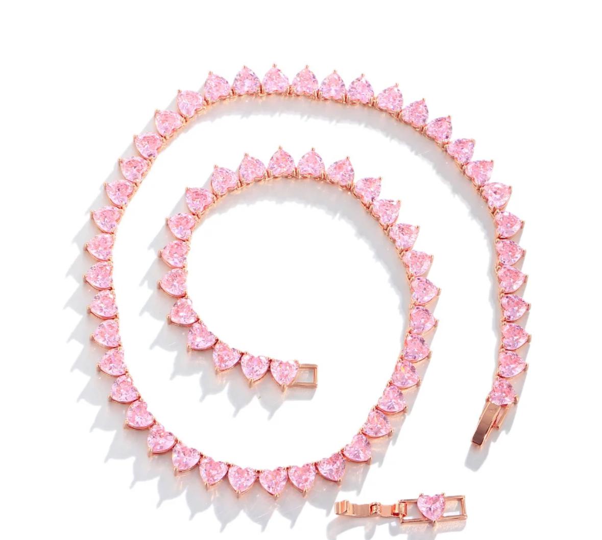 Heartfelt Pink Radiance Tennis Necklace