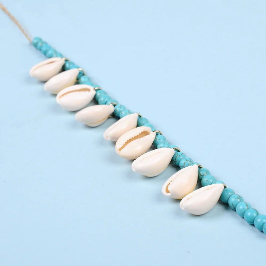 Turquoise Seashell Bead Necklace