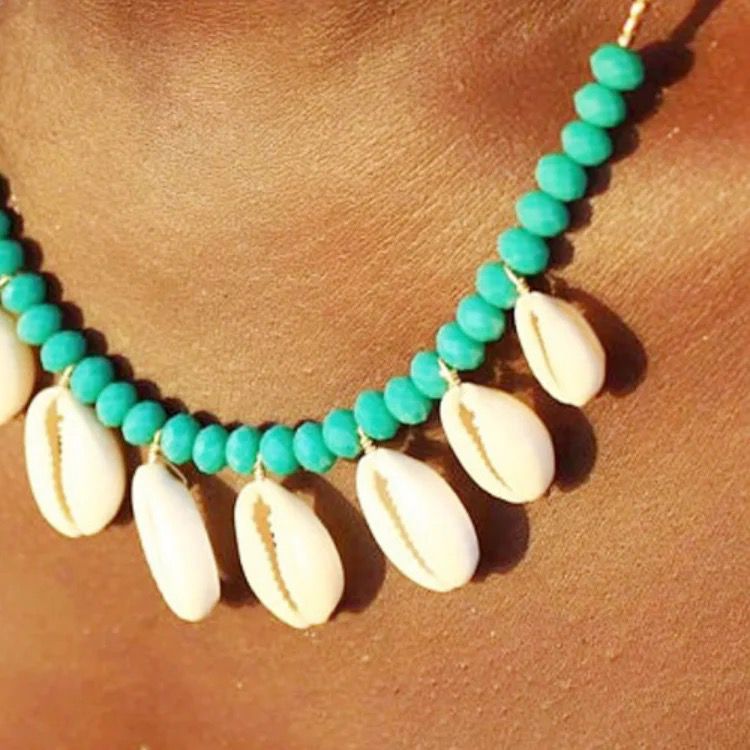 Turquoise Seashell Bead Necklace