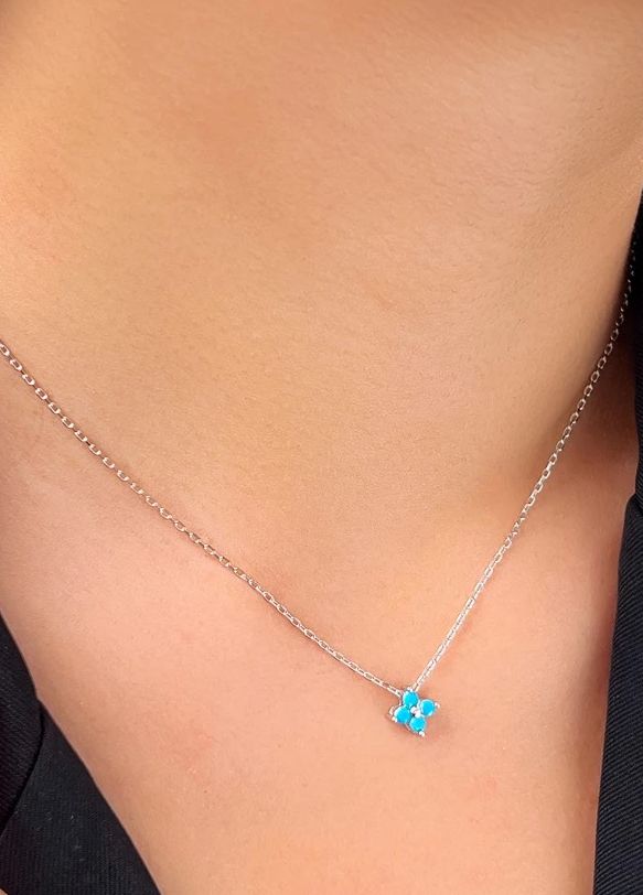 Turquoise Blossom Silver 925 Necklace