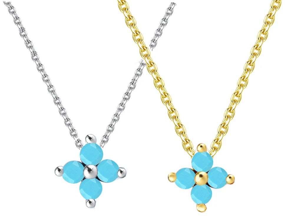 Turquoise Blossom Silver 925 Necklace