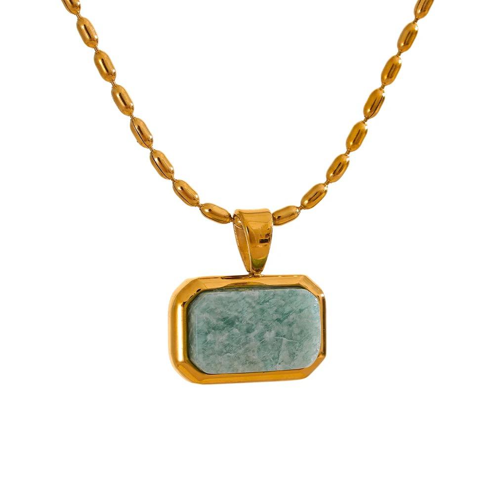 Amazonite Square Pendant Necklace