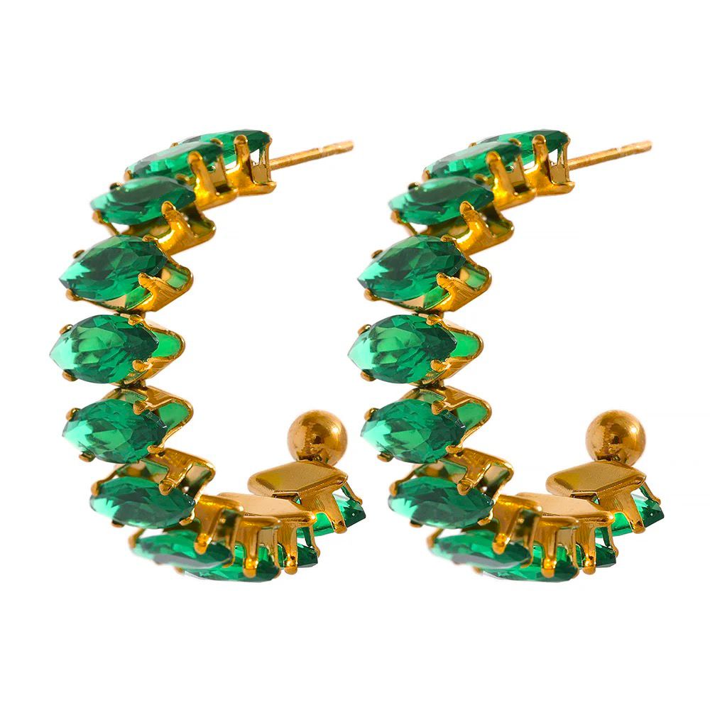 Emerald Glow Hoop Earrings