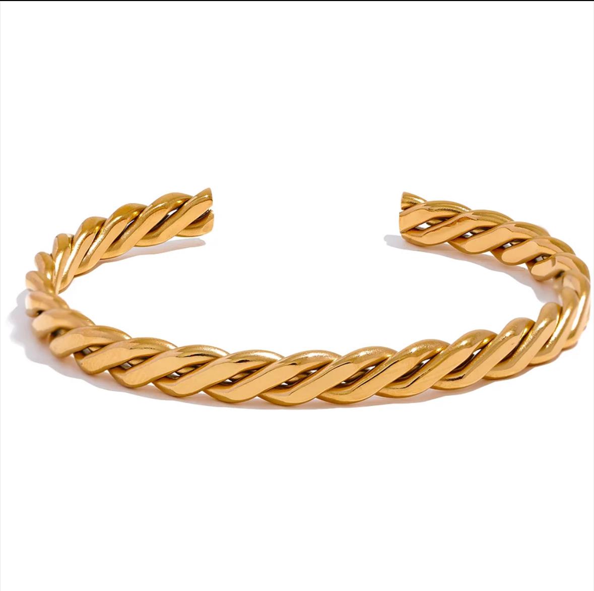 Golden Harmony Braided Cuff