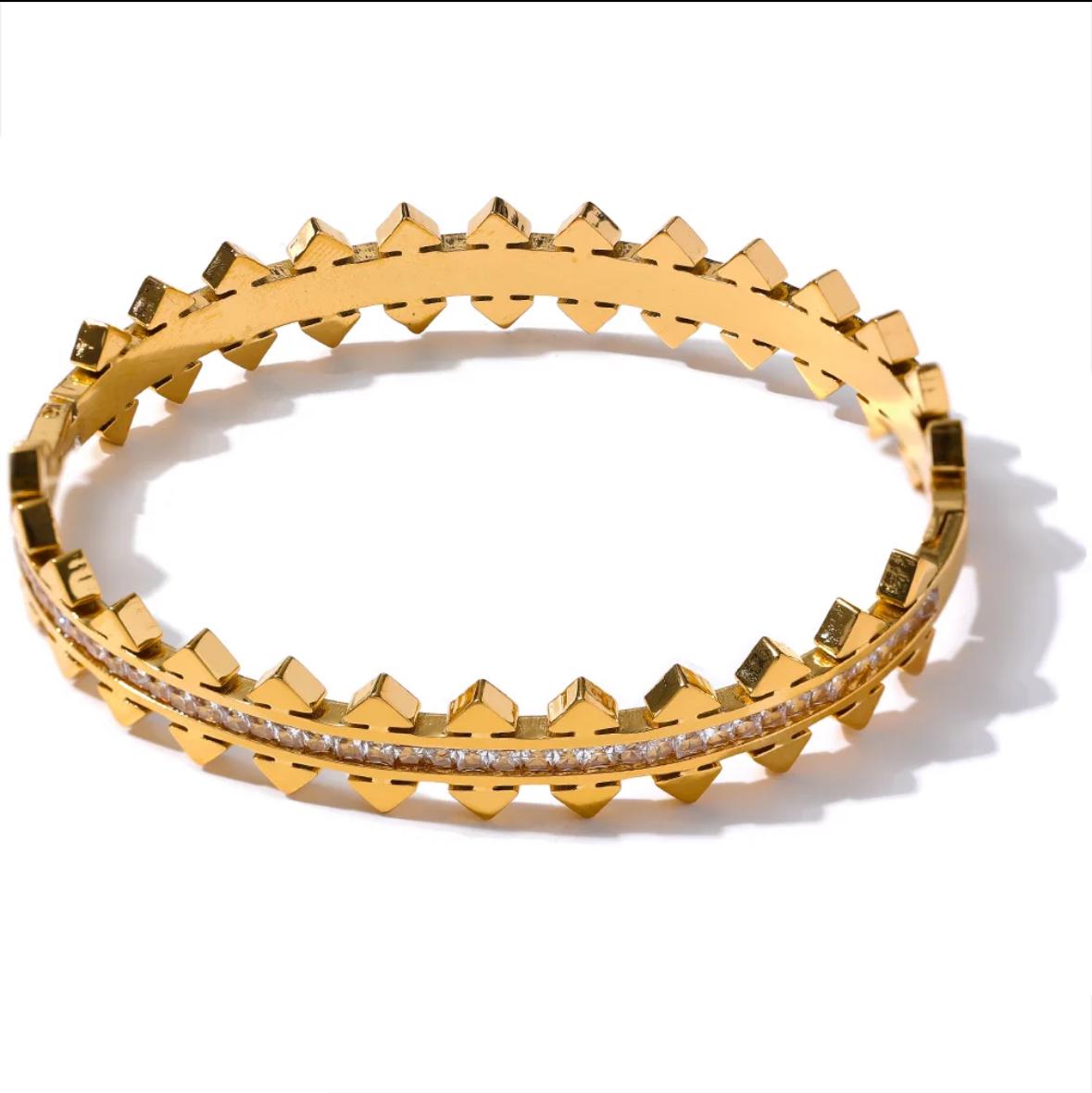 Geometric Luxe Cubic Zirconia Bangle