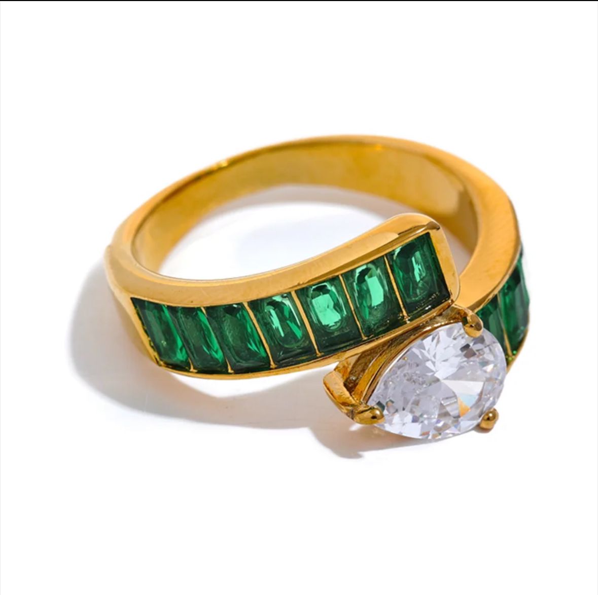 Emerald Whisper Zirconia Ring