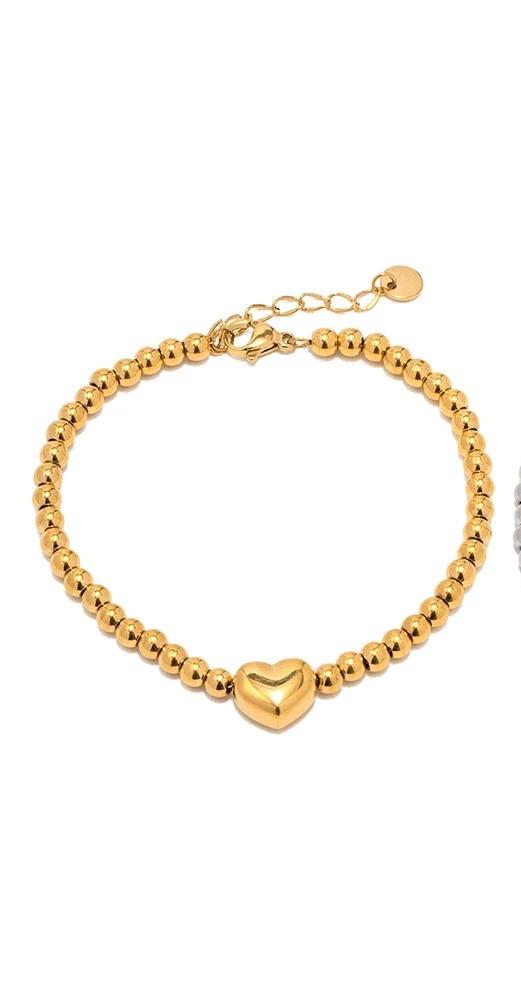 Golden Heart Bead Bracelet