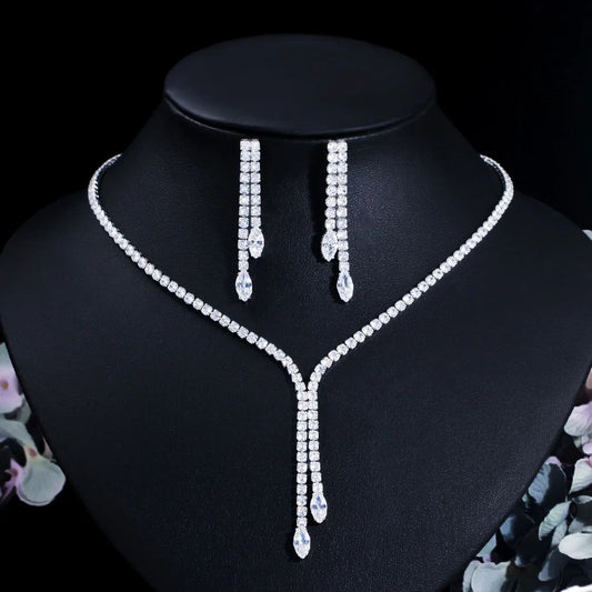 Glamour Tassel Cubic Zirconia Jewelry Set