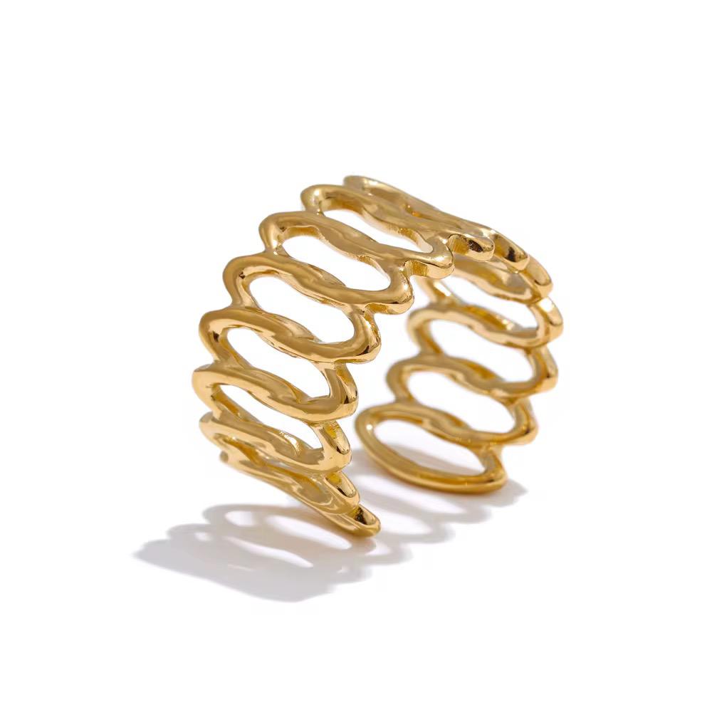 Golden Breeze Hollow Open Ring