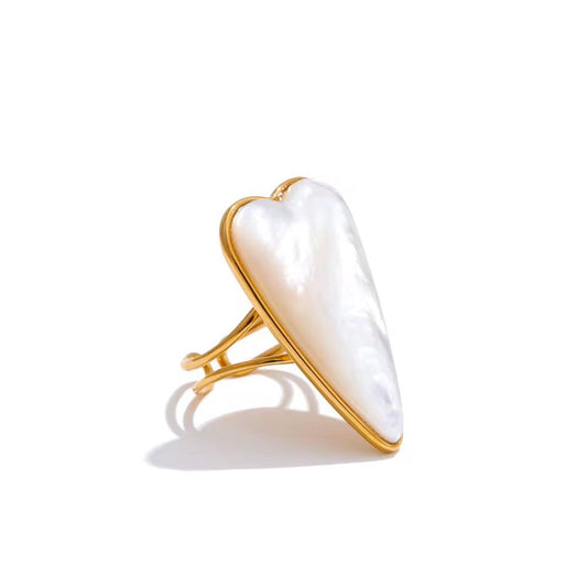 Golden Heart Shell Adjustable Ring