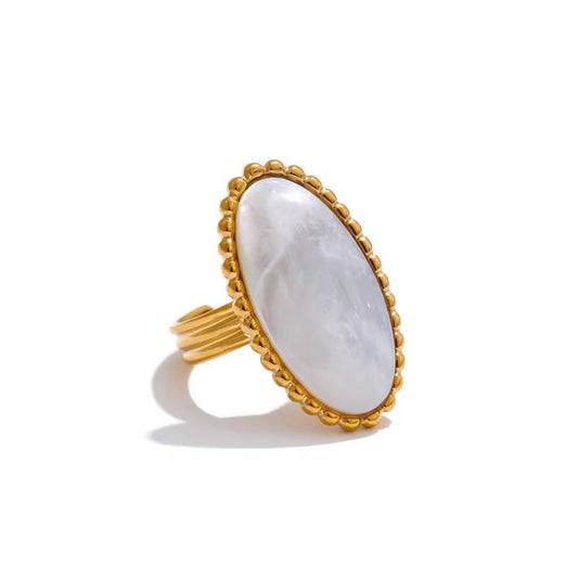 Golden Oval Shell Adjustable Ring