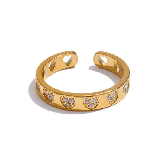 Heart-Shaped Cubic Zirconia Open Ring