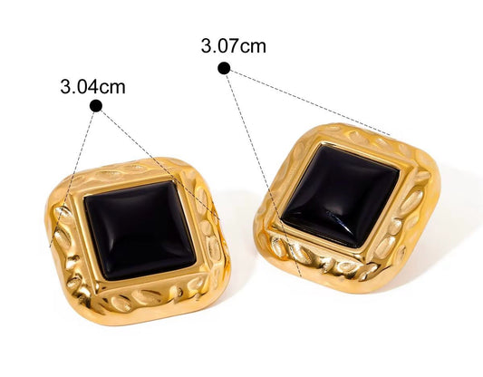 Bold Gem Square Earrings