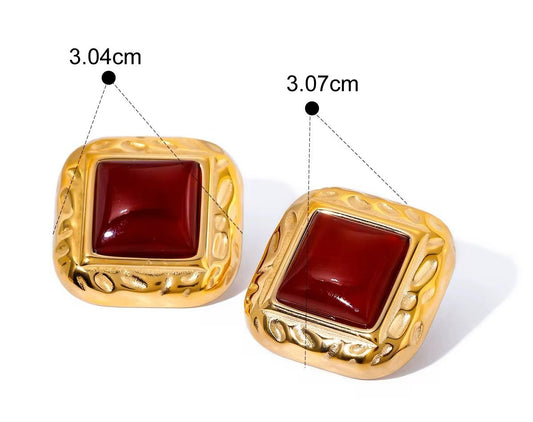 Bold Gem Square Earrings