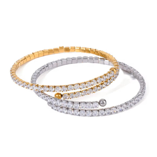 Celeste Zircon Silver Bangle Bracelet