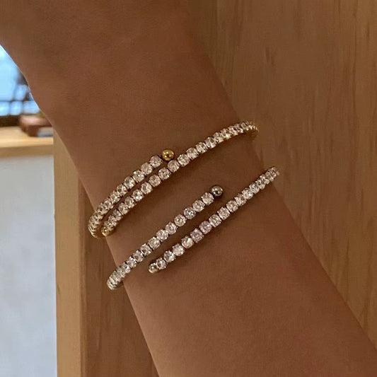 Celeste Zircon Silver Bangle Bracelet