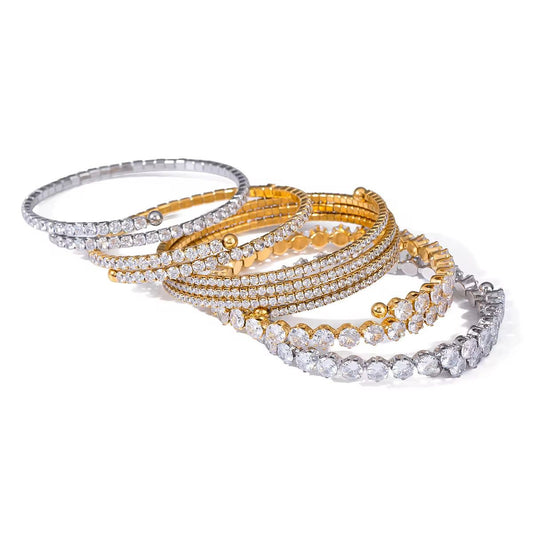 Celeste Zircon Silver Bangle Bracelet