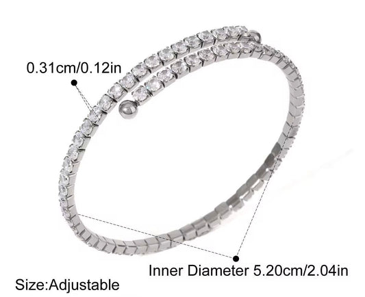 Celeste Zircon Silver Bangle Bracelet
