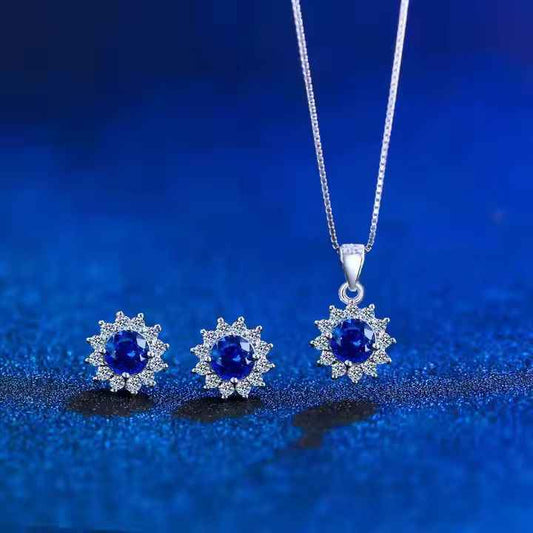 Tanzanite Halo Silver 925 Set