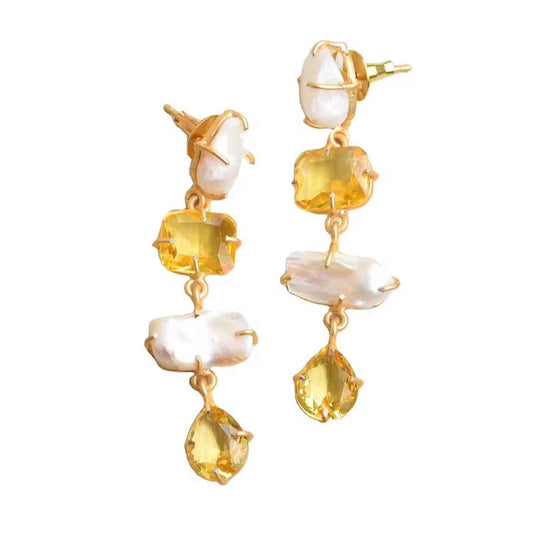 Baroque Citrine Cascade Earrings