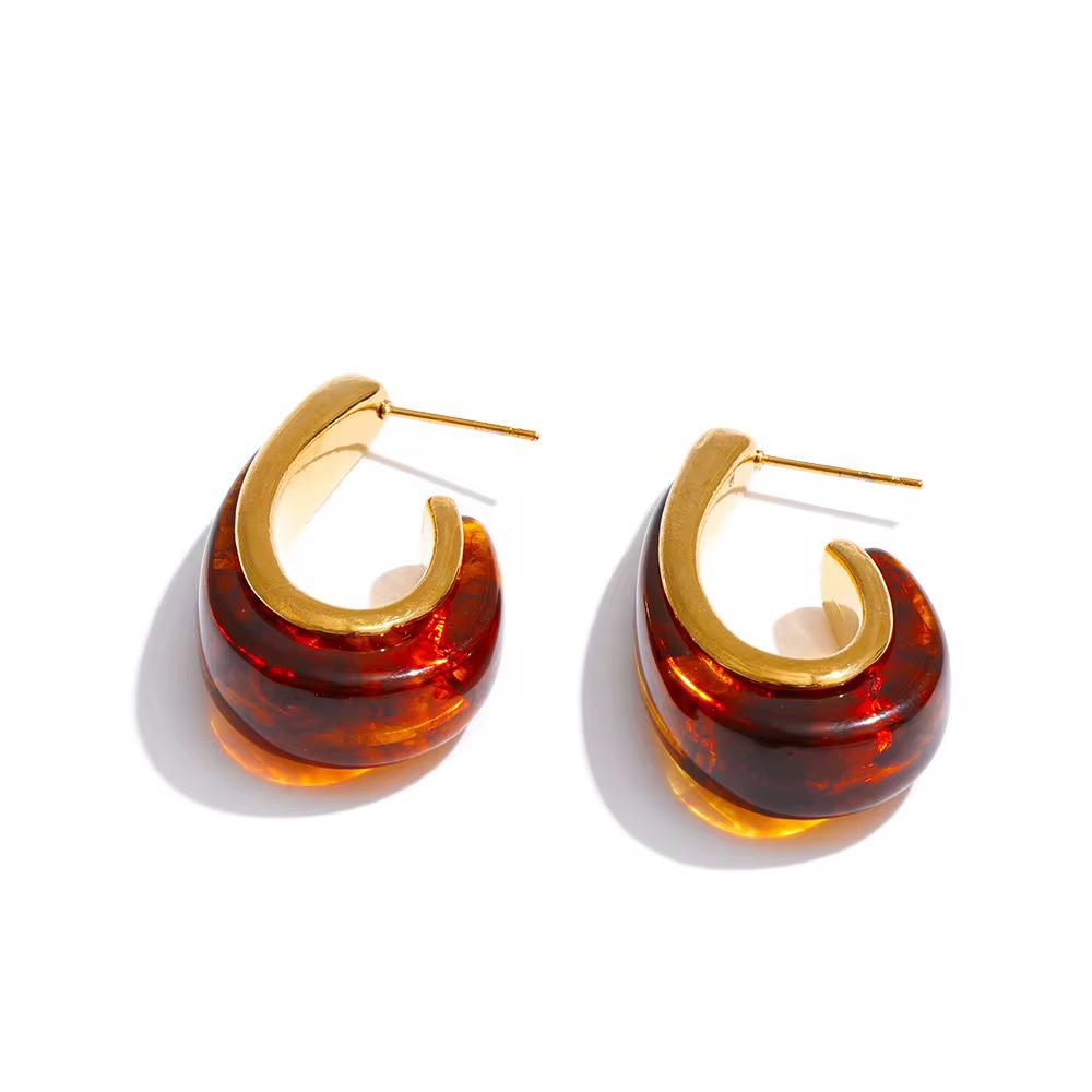 Autumn Amber Hoop Earrings