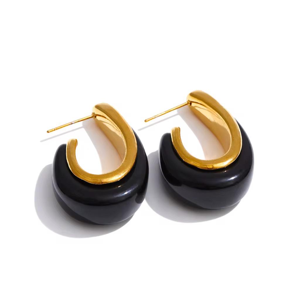 Autumn Amber Hoop Earrings