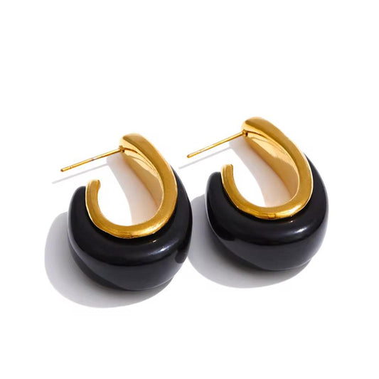 Autumn Amber Hoop Earrings