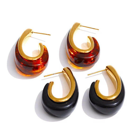 Autumn Amber Hoop Earrings