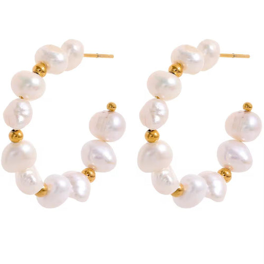 Aquarelle Pearl Hoops Earrings