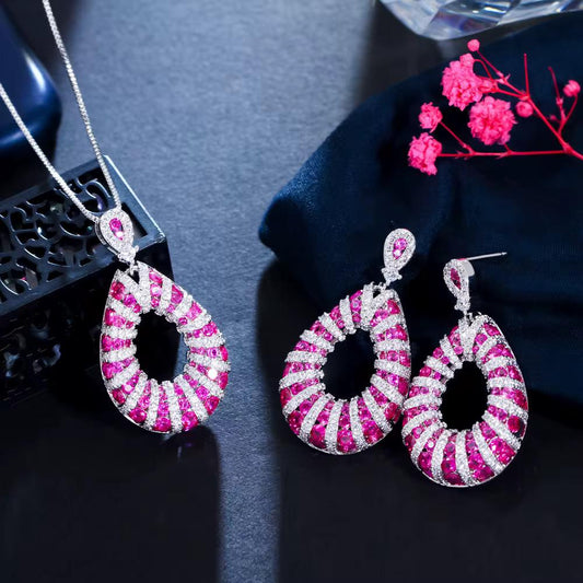 Fuchsia Halo Jewelry Set