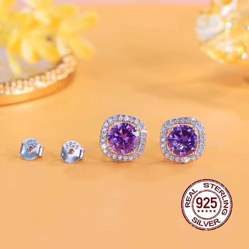 Violet Lumière Stud Silver 925 Earrings