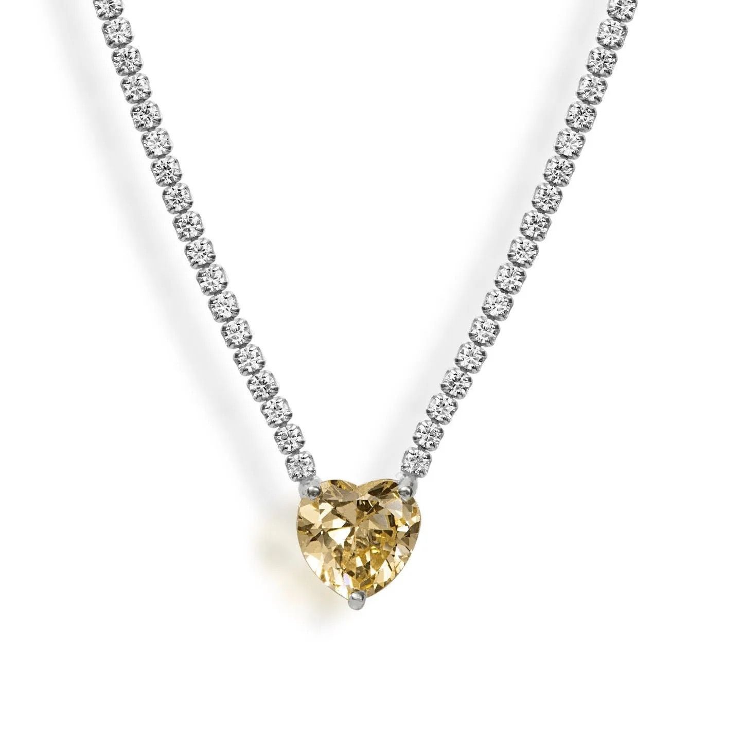 Luminous Heart Tennis Necklace