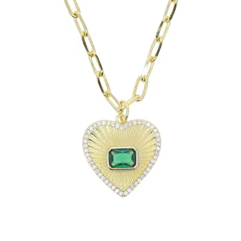 Sparkling Heart Pendant Clip Necklace