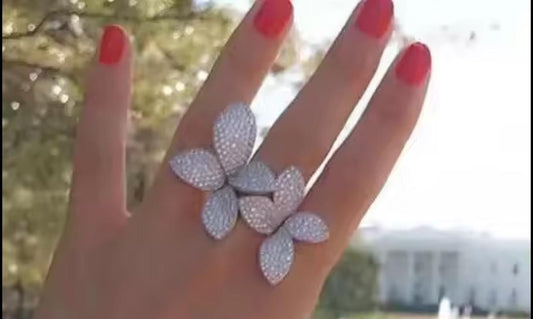 Radiant Blossom Leaf & Flower Ring