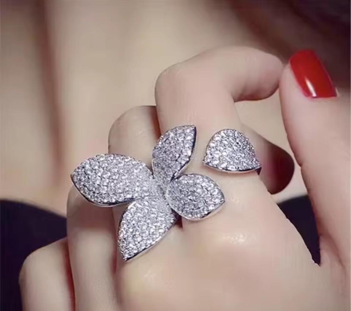 Radiant Blossom Leaf & Flower Ring