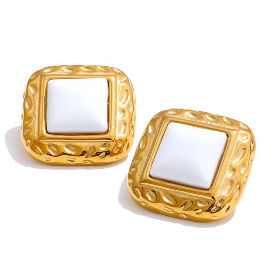 Bold Gem Square Earrings