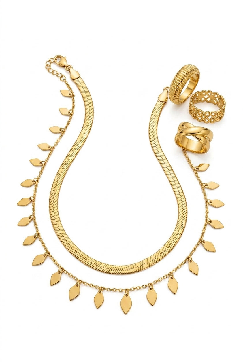 Herringbone Necklace Gold - Professional Studio Photo